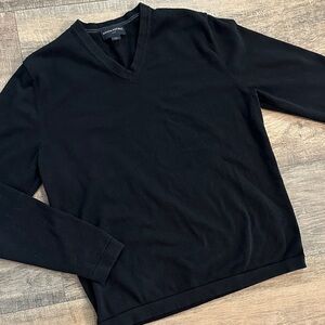 Banana Republic Men's Black V-Neck Sweater | 100% Cotton